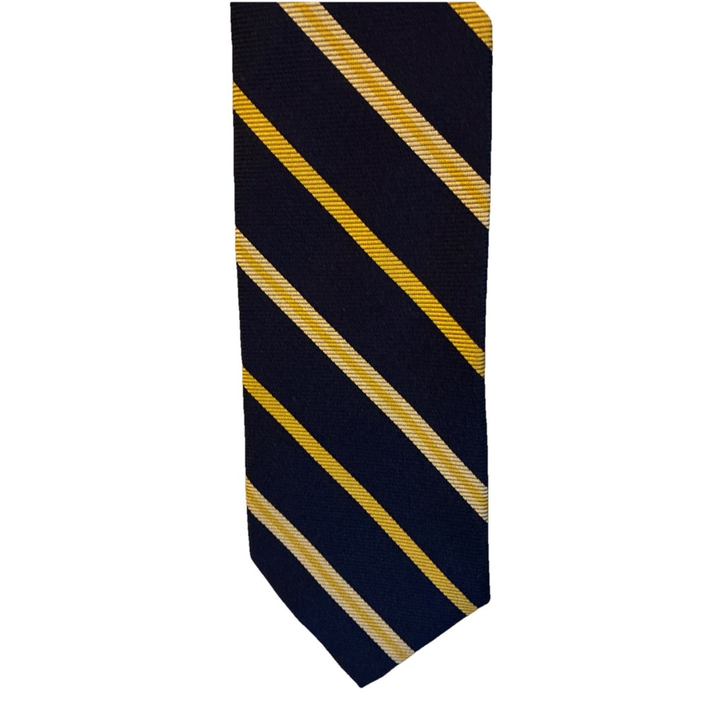 Vintage Brooks Brothers - Navy/Yellow Repp Stripe Silk Tie - MiUSA, Trad/Ivy